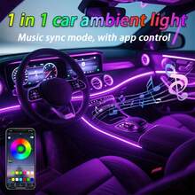 Upgraded 118.11 Inch RGB LED Car Interior Light Strip - 16 Million Colors With APP Control & Music Sync, 5V USB Powered, Flexible Neon Car Decorative Light/Christmas Ambience Light, Premium Choice For Automotive Decor Lovers, Flexible Ambient Lighting For Car Interior (Dashboard/Door/Center Console) & Holiday Decor, High-Quality LED For Enthusiasts. Please Refer To The Video For Specific Installation Methods; Contact Customer Service For Assistance If Unclear. - 300cm/118inch RGB APP neon LED - 查看 1