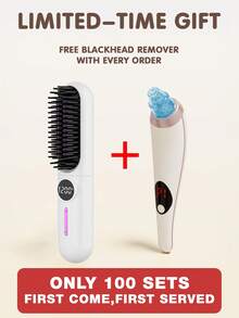 GENAI 直发梳，便携式负离子直发刷，长效电池热梳直发器，轻巧迷你便携，防烫设置 - 彩色 - 查看 14