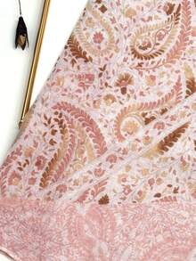 1 chiếc khăn quàng cổ in họa tiết đơn giản, khăn choàng tua rua nhẹ và thoáng khí, thiết kế thanh lịch và thời trang dành cho nữ, khăn quàng cổ lụa đa năng cho mùa xuân/hè, khăn choàng chống nắng ngoài trời đi biển, khăn trùm đầu cho trang phục - Màu Hồng baby - Xem 6