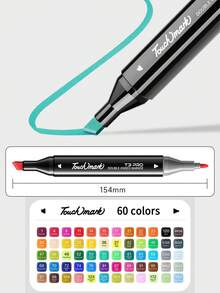 1 buc 60 de culori cu vârf dublu, markeri permanenți pe bază de ulei pentru studenți, design anime, pictură, desen, potrivit pentru școala elementară, copii, grădiniță