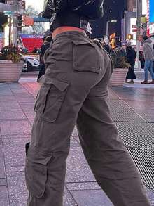 Women's High Waisted Boyfriend Style Distressed Y2K Denim Jeans,Women's Solid Color Simple Casual Denim Pants Y2k,Solid Color Multi-Pocket Button Commuting Simple Y2K Casual Cute Work Pants Long Pants - Xám - Xem 3