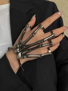 Exaggerated Personalized Skeleton Bone Exterior Skeleton Bracelet, Flexible Movable Joints Adjustable Unisex Bangle