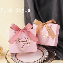 15/12/10/8/6/5/1pc, Size 4.5x1.8x3.9 Inches, Mini Thank You Gift Bags With Bow, Pink Pattern Paper Gift Bags, Suitable For Wedding, Valentine's Day Gift Packaging, Party, Birthday, Wedding, Bridal Shower Favors, Wedding Guest Gifts, Gift Boxes, Wedding Reception Decor (Black), Halloween Decor, Halloween Party Supplies - Black - View 7