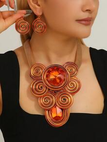 New Fashionable Aluminum Wire Turquoise Teardrop Elegant Vintage Boho Necklace - Multicolor - View 15