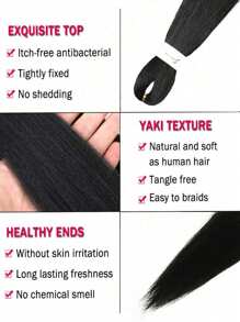 18-36 Inch Pre-Stretched Black Braiding Hair Extensions, Synthetic Braiding Wigs, Crochet Braiding Wigs, Natural Easy Crochet Wigs, Yaki Straight Synthetic Hair Extensions, For Women - Black - View 3