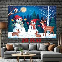 2D Flat Background Banner, Cozy Christmas Snowy Landscape Decor Pattern Background Cloth, Party Decoration Banner, Suitable For Photography Backdrop, Self-Portrait Wall Decor, Indoor And Outdoor Celebration - Ideal Gift
