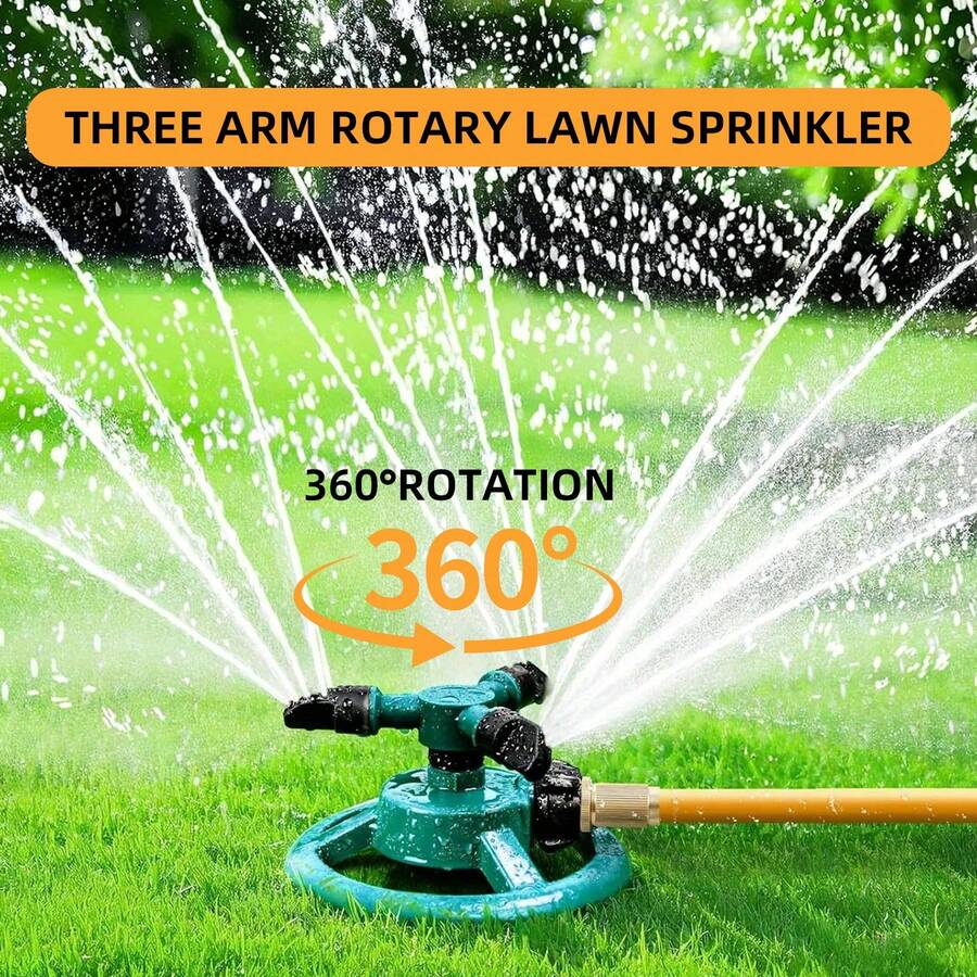 360° Rotating Garden Sprinkler – Adjustable Durable Lawn & Plant Watering Tool | Easy-Connect Hose Setup  | Ideal For Small To Medium Yards, Flower Beds & Patios - 墨綠色 - 查看 1