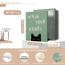 1pc Fun Cat Art Print - 'Please Wash Your Hands' Bathroom & Toilet Decor, Wall Art For Home, Office, Cafe, Perfect Room Decor,Suitable For Home Decor,Room Decor,Bedroom Decor,Living Room Decoration,Bathroom Decor,Wall Decor,Optional Wall Art With Frame
