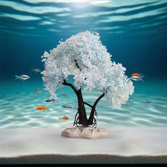 16-25cm Realistic Pink Ceramic Bonsai Tree, Suitable For Aquarium Decor, Terrarium, Indoor Use