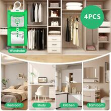 4个超强吸水袋，强力吸水，告别霉菌，保持空间清新干燥，适用于衣柜、浴室、地下室——是家庭、宿舍、衣橱的理想之选。