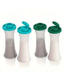 2pcs Plastic Sealed Salt & Pepper Shakers With Timer Lid, Large Size, Moisture-Proof For Home, Kitchen, Restaurant, Camping - Multicolor - View 2