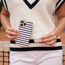 Burgi Old Money IPhone Cases, Navy Striped, Tough Cases For IPhone 16 15 14 13 12 Pro Max, Gift For Her And Lover - 混合色1 - 查看 3