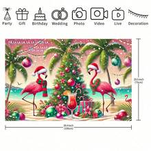 1 Piece Pink Flamingo Tropical Christmas Mood Backdrop Cloth For Christmas, New Year Celebration, Holiday Gifts, Weddings, Birthdays, Anniversary, Theme Parties, Bedroom, Living Room, Garden & Outdoor Holiday Decorations, Studio Props, Photography Backgrounds - Multicolor - View 6