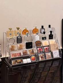 1pc PET Transparent Display Rack, Nail Polish Organizer, Makeup Display Cabinet, Makeup Organizer, Countertop Skincare Organizer, Suitable For Lotions, Face Masks, Eyeshadows, Lipsticks, Nail Polishes, Perfumes, Colognes - Multicolor - View 7