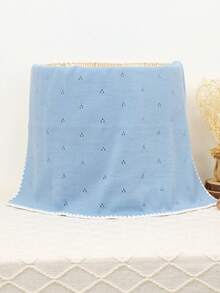 1 件休闲简约婴儿毯，儿童针织毯，带精致波浪边，儿童厚毯 - 淺藍 - 查看 3