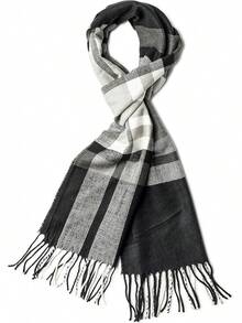 Soft Luxurious Classic Cashmere Feel Winter Scarf With Box, Cozy Warm Scarf - 大格子2禮物 - 查看 4