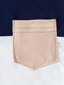 2pcs Baby Boy Casual Colorblock Long Sleeve Sweatshirt And Faux Drawstring Pants Set, Autumn