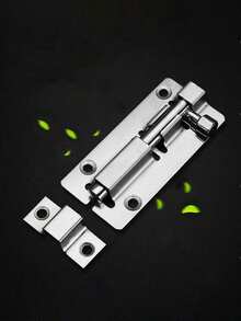 1pc Stainless Steel Latch, Thickened Surface Mount Latch Bolt Bathroom Wooden Door Window Anti-Theft Latch Lock, Vintage Style Square Latch - Silver - View 3