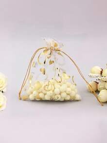 5/10/20/50/100个心形多色纱布袋，礼品包装袋，礼品袋，居家日用品，尼龙袋收纳袋，节庆派对用品，婚庆用品，礼品装饰包装，小包装袋 - 白色 - 查看 7