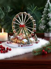 1 Pc Bohemian Style Acrylic Christmas Village Ferris Wheel Table Decor, British Theme Architecture Decor, 25cm Versatile Bohemian Style Plaque, Christmas Decorations,Suitable For Home, Office, Indoor, Outdoor, Cafe And Dessert Shop Holiday Decor, No Electricity Required (Note: Tear Off The Film On The Acrylic) Home Decor Room Decor Winter Christmas Decorations Home Christmas Gifts Christmas Decor