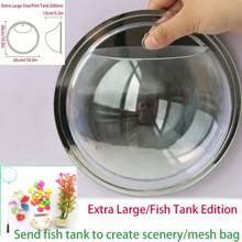 Acvariu de perete transparent de înaltă calitate/Vază montată pe perete/Vază hidroponică montată pe perete/Suport de afișare montat pe perete, Coș suspendat [Mai multe dimensiuni disponibile + Cadou gratuit pentru amenajarea peisagistică a acvariului], Decor pentru evenimente de sărbători, Articole creative multifuncționale, Educaționale pentru copii, Poate fi montat pe perete în dormitor/curte exterioară/birou/hol, Fabricat din materiale noi premium