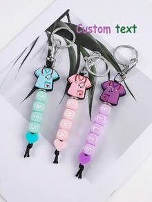 1pc Customized Nurse Uniform, Silicone Heart & Letter Beaded Keychain, Customized Name, Anti-Lost Chain, Customized Keychain, Customized Bag Charm - Stethoscope - View 9