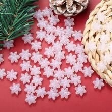 50/100pcs/Set Christmas Style Winter Transparent Ice Beads Cute Shiny AB Color Clear Snowflake Beads Loose Spacer Beads For DIY Jewelry Making - Multicolor - View 2