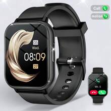 1 件男女通用舒适硅胶表带智能手表，升级版配备无线通话、计步器、卡路里计数器、运动追踪、多种运动模式、远程摄像头、音乐控制、闹钟、通知、180mAh 锂离子电池、1.83 英寸全屏触摸显示屏，兼容 Android 和 IOS，适合作为节日礼物
