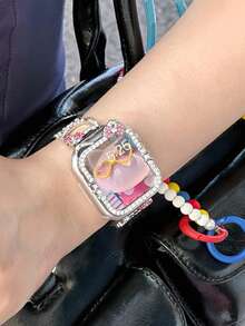 1 件多功能水钻猫设计 表壳保护套,兼容 S10、S9、S8、S7、S6、S5、S4、SE、40mm/41mm/42mm/44mm/45mm/46mm(不含手表和表带) - 銀色 - 查看 6