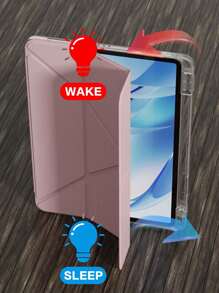 غطاء قابل للطي بشكل Y مع حامل من البلاستيك الشفاف متوافق مع iPad Air 11 13 M2 2025 M3 ، يدعم زوايا متعددة ، متوافق مع A16 11th 2024 Air 5 Air 4 10.9 9th 8th 7th 10.2 5th 6th 9.7 10th Gen 2021 Pro 11 12.9 Mini6 7 مع حامل قلم ، تنبيه تشغيل/إيقاف تلقائي - وردي