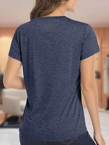 1PC, Women'S Pink T-Shirt With Pineapple Graphic - Soft Blend, Short Sleeve, Round Neck, Casual Summer Top, Perfect For Beach Or Vacation Outfits, Casual Summer Top |   Pineapple Graphic Tee |   Blend FabricS-XXL - 藏蓝色 - 查看 3