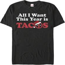 Fifth Sun Men's Christmas Deadpool All I Want Is Tacos T-Shirt - 顏色4 - 查看 1