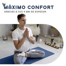 MUUK FITNESS Alfombrilla de Yoga 170 x 70 cm – Grosor 4 mm, Tapete para Yoga, Pilates, Fitness y Ejercicio, Antideslizante, Plegable y Fácil de Transportar, PVC Resistente y a Prueba de Agua, Ideal para Casa, Gimnasio, Parque o Viajes, Diseño Cómodo que Protege Articulaciones, Superficie Estable y Duradera para Relajación, Meditación y Estiramientos, Apta para Principiantes y Expertos. - Azul Marino - Ver 8