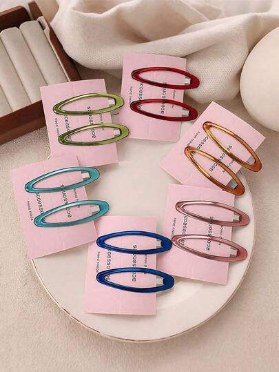 12pcs/6pcs Delicate Transparent Geometric Oval BB Clips, Fashion Hair Clips For Women And Girls, Suitable For School, Autumn, Cute Bow Clips Hair Accessories, Head Accessories, Hairpin
