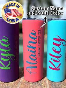 1pc 20oz/600ml Personalized Tumbler, Custom Name Straight Cup, Reusable All-Season Drinking Cup, Cute Birthday Holiday Family Gathering Gift, For Restaurant Bedroom Office Teahouse Home School - Multicolor - View 2