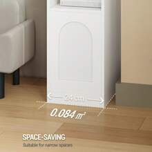 Hzuaneri Mesita de Noche, con Puerta Reversible, Compartimento Abierto, Ahorro de Espacio, Mesa Auxiliar, para Dormitorio y salón, 35 x 24 x 60 cm, Blanco