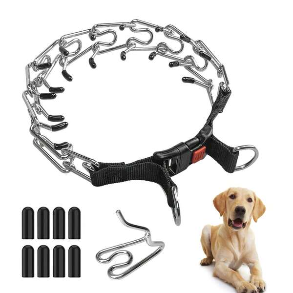 Prong Collar For Dogs, Adjustable Non Pull Dogcollar With Quick Release Buckle,Pinch Collar For Dog Adjustable No Pull Training Collar, Suitable For Small Medium Large Dogs For Walking Training Hunting, And Easy To Use- Safety Stainless Steel Metal Choker Chain