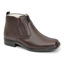 Bota Botina Ed Shoes Couro Palmilha Gel Anti Stress Antiderrapante - Café - Visão 3