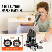 Button Maker Machine, Multiple Sizes 1+2.25 Inch Badge Punch Press Kit, Children DIY Gifts Pin Maker, Button Making Supplies With 500pcs Button Parts & Circle Cutter & Magic Book - Black - View 2