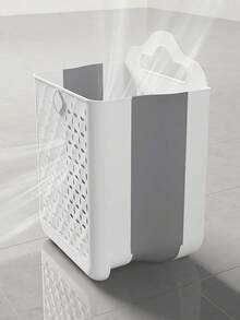 1pc Modern Foldable Laundry Basket | Plastic Hollow Wall-Mounted Storage Box, Can Be Used To Store Clothes, Toys, Snacks, Fruits, Also Suitable For Balcony Storage - Multicolor - View 4