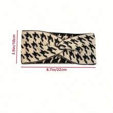 许多女士黑白千鸟格秋冬羊毛发带时尚新款十字宽边针织运动束发带发饰秋季头巾女头巾时尚头巾运动吸汗带秋季头带度假装女 - 彩色 - 查看 5