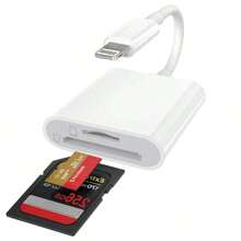 1 pezzo Lettore di schede SD/TF con doppio slot USB-C/Lightning, adattatore portatile per visualizzazione fotocamera, plug and play, compatibile con 17/16/15/14/13/12/11/XS/8/7/6/iPad/fotocamera/action camera