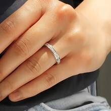 1 Minimalist Fashion Ring, Luxurious Jewelry, Engagement, Wedding, Birthday, Christmas, Luxurious Gift Jewelry, Festival Gifts, Men's And Women's Jewelry - Silver - View 7