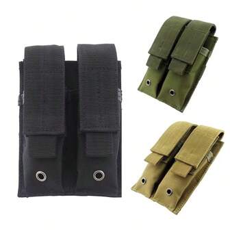 双弹匣袋 Molle 战术 9 毫米弹匣袋腰带双弹匣袋手电筒支架枪套狩猎口袋配件
