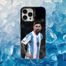 Nein. 10 M-Messi Football Phone Case compatible with  16,15,14,13,12,11,Mini,Pro,SE,MAX White Matte Shockproof Cover, Cover compatible with  17 pro hülle,  17 pro max hülle,  17 hülle,  16 pro hülle