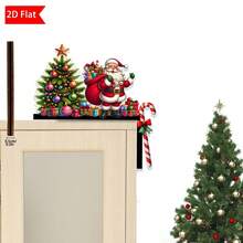 1pc, Vintage Wooden Christmas Door Corner Decoration, Santa Claus With Reindeer And Snowman, Festive Wall Accents For Indoor/Outdoor, Living Room, Bedroom, Office-Idea For Holiday Gifts And Seasonal Decor