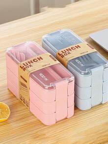 1 Set Bento Box, 3-in-1 Bento Box Set, 3 Fächer Behälter, Erwachsenen Lunchbox mit Unterteilungen, Besteck, mikrowellen- und spülmaschinenfest, geeignet für Mittagessen, Snacks, Schule und Reisen, Schulsachen, Weihnachten, Weihnachtsgeschenke