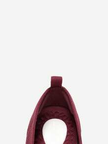 Women Bowknot Ballet Flats Shoes Comfortable Knitwear Slip On For Working Walking And Casual Wearing - 酒紅色 - 查看 7