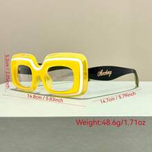 Fashion Y2K Rectangular Glasses Unisex Fashion Patchwork Glasses - Màu tím - Xem 6