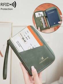 MIYIN RFID 屏蔽护照钱包，带拉链，多个卡槽和腕带，可放置门票、信用卡、PU 皮革轻质防盗旅行整理器，带涤纶衬里，多功能护照和文件夹 - 旅行用品旅行整理器旅行物品旅行钱包护照夹护照钱包海滩度假包夏季圣诞假期 - 彩色 - 查看 15